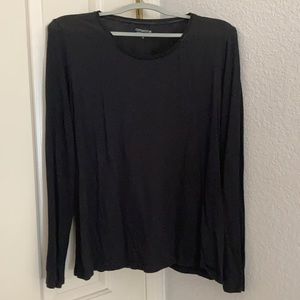 Black long sleeve Tee with double band collar.